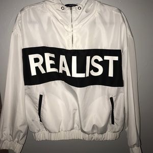 White and Black “REALIST” Windbreaker